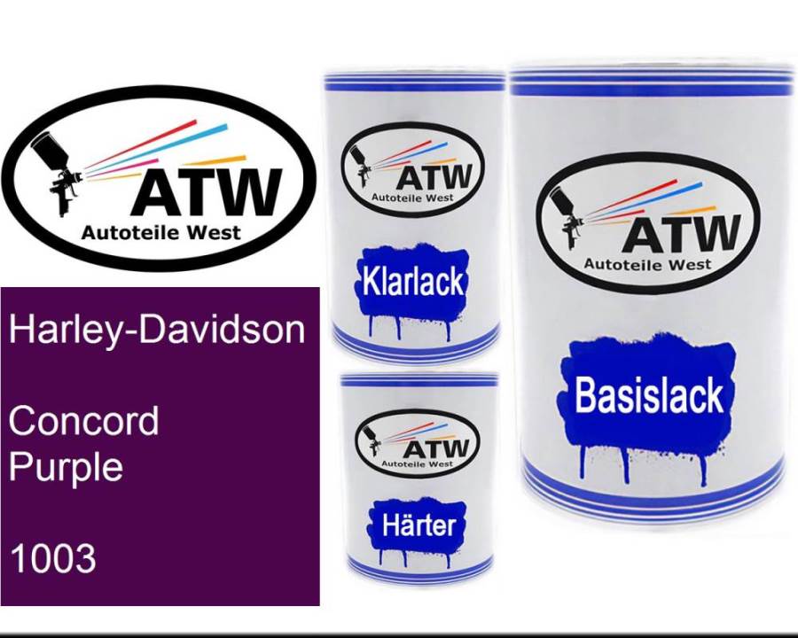Harley-Davidson, Concord Purple, 1003: 500ml Lackdose + 500ml Klarlack + 250ml Härter - Set, von ATW Autoteile West.